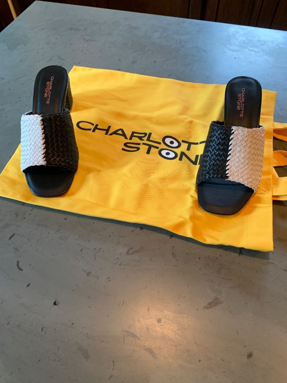 Charlotte Stone Black & White Slide Sandal - Picture 4 of 5